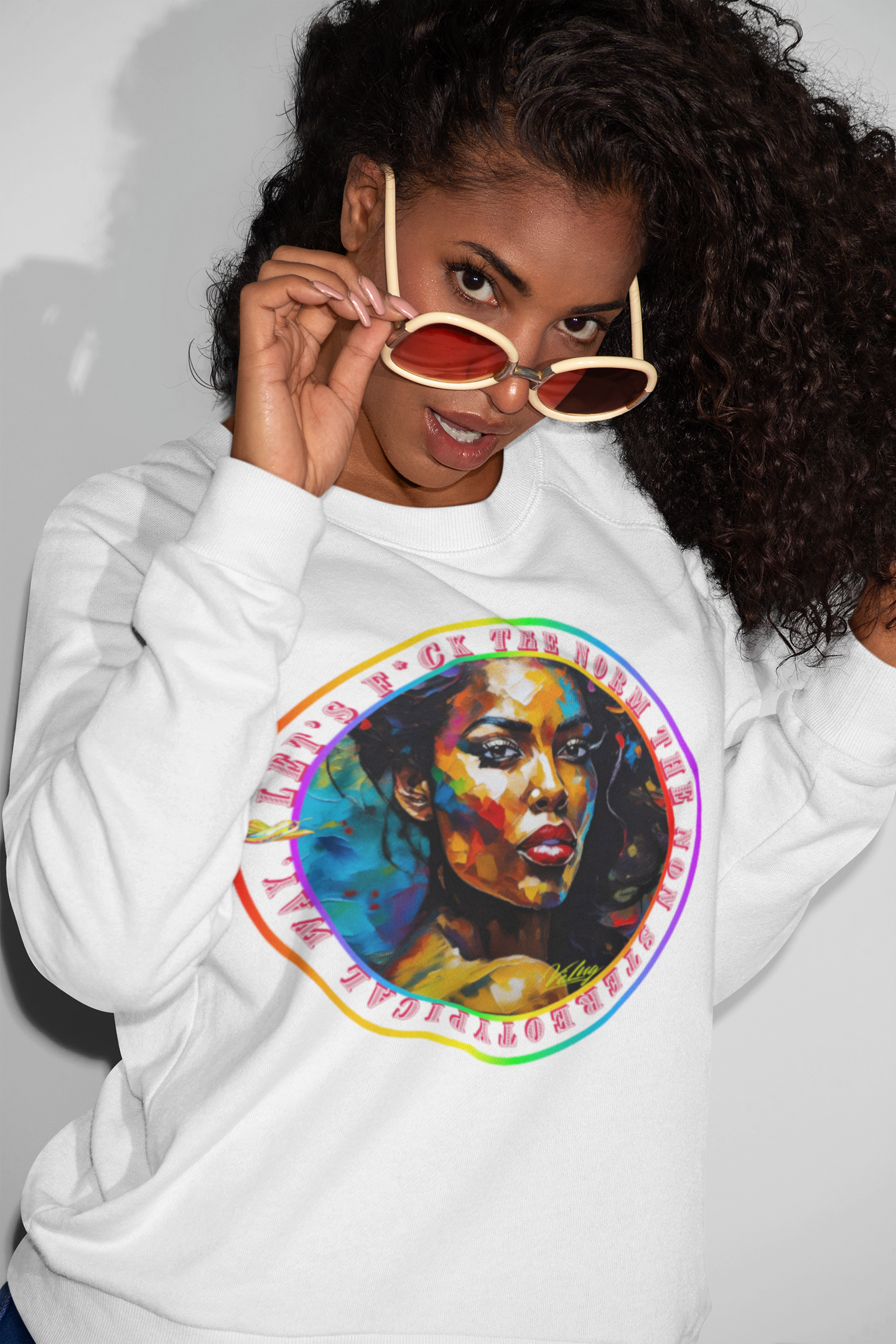 « Baisons la norme en mode Non Stereotypical » sur sweat shirt blanc