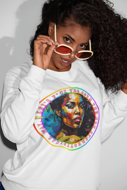 « Baisons la norme en mode Non Stereotypical » sur sweat shirt blanc